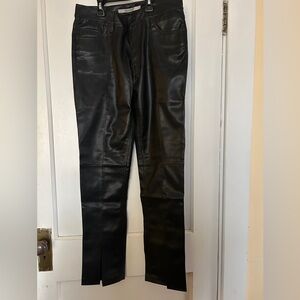 NWT Hudson Barbara high rise faux leather straight leg split hem pant